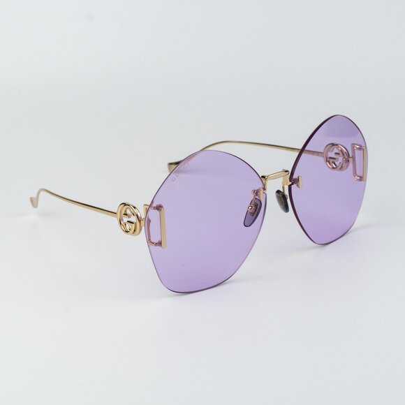Gucci Women Sunglasses Gold Chain Violet Round GG1203S 001 NEW AUTHENTIC main image 9